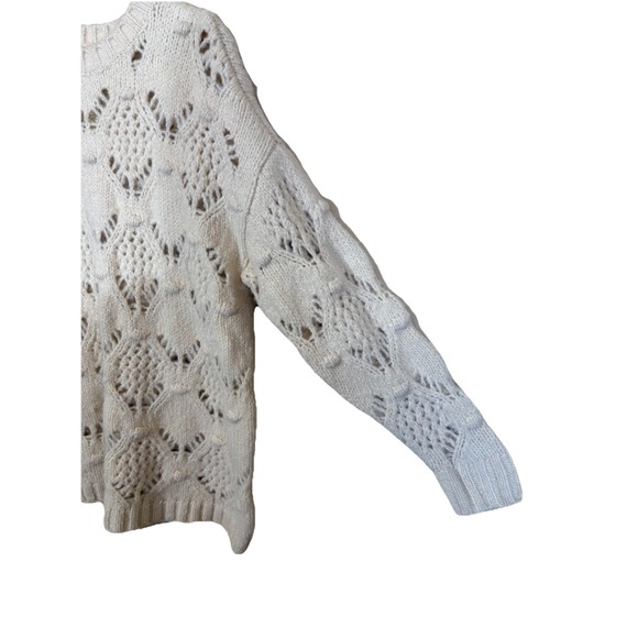 American Eagle Cream Chunky Open Knit Sweater XS Pullover Soft Cozy Wool Blend - Picture 5 of 12